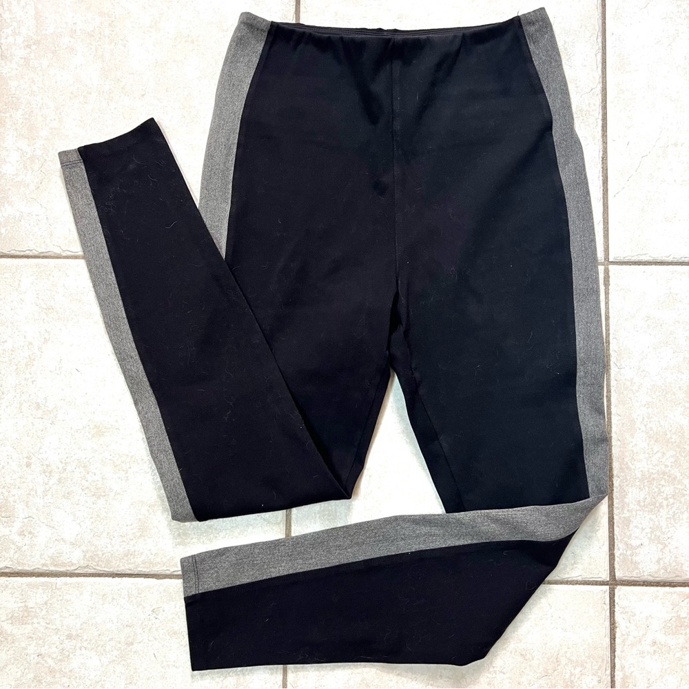 Lyssé Black Denim Legging w/ Gray Side Stripe